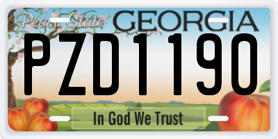 GA license plate PZD1190