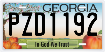 GA license plate PZD1192