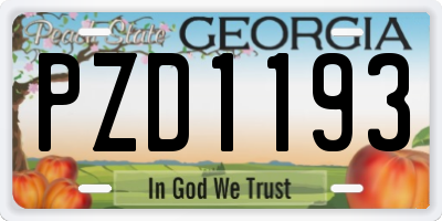 GA license plate PZD1193