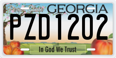 GA license plate PZD1202