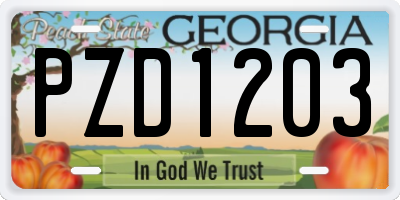 GA license plate PZD1203