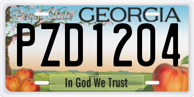 GA license plate PZD1204