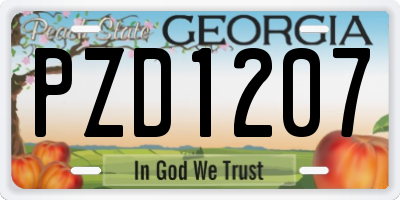 GA license plate PZD1207