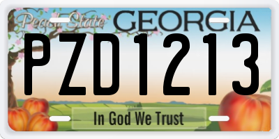GA license plate PZD1213