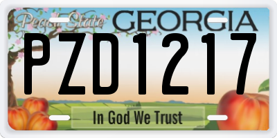 GA license plate PZD1217