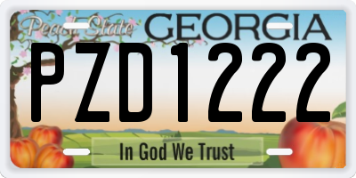 GA license plate PZD1222