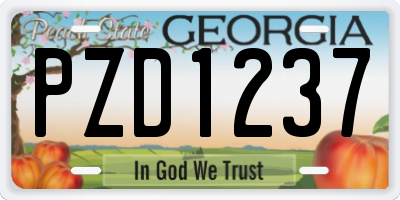 GA license plate PZD1237