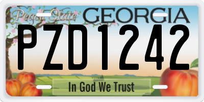 GA license plate PZD1242