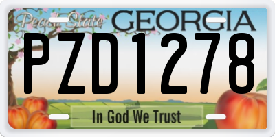 GA license plate PZD1278