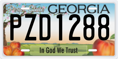 GA license plate PZD1288