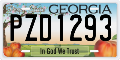 GA license plate PZD1293