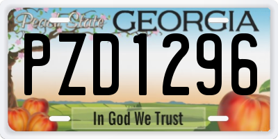 GA license plate PZD1296