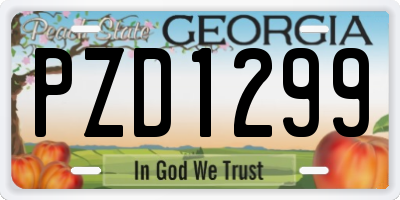 GA license plate PZD1299