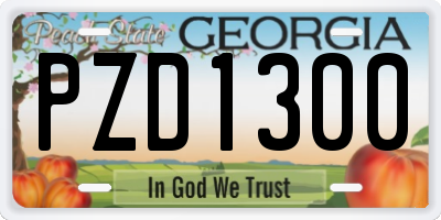 GA license plate PZD1300