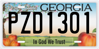 GA license plate PZD1301