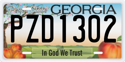 GA license plate PZD1302