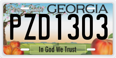 GA license plate PZD1303