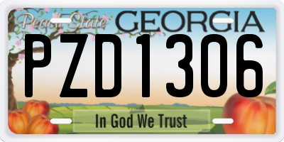 GA license plate PZD1306