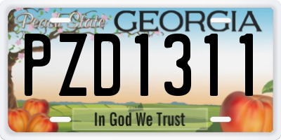 GA license plate PZD1311