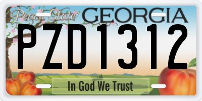 GA license plate PZD1312