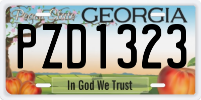 GA license plate PZD1323