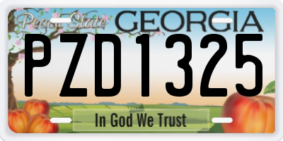 GA license plate PZD1325