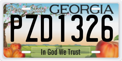 GA license plate PZD1326