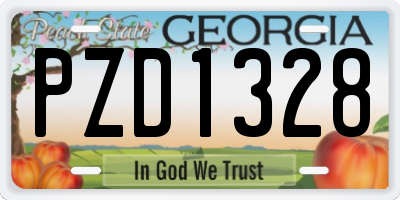 GA license plate PZD1328