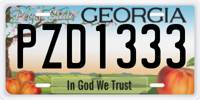 GA license plate PZD1333