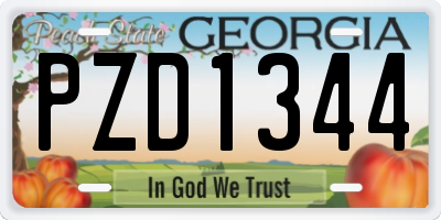 GA license plate PZD1344
