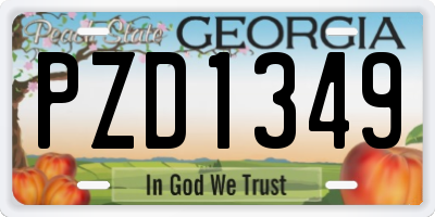 GA license plate PZD1349