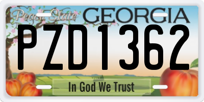 GA license plate PZD1362