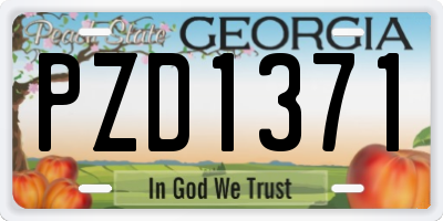 GA license plate PZD1371