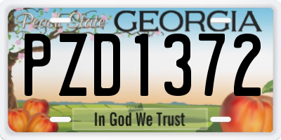 GA license plate PZD1372