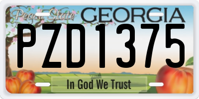 GA license plate PZD1375