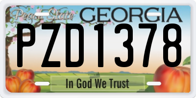 GA license plate PZD1378