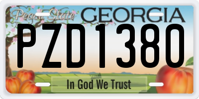 GA license plate PZD1380