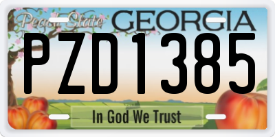 GA license plate PZD1385