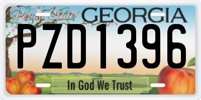 GA license plate PZD1396