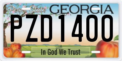 GA license plate PZD1400