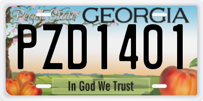 GA license plate PZD1401