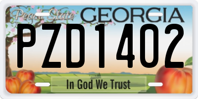 GA license plate PZD1402