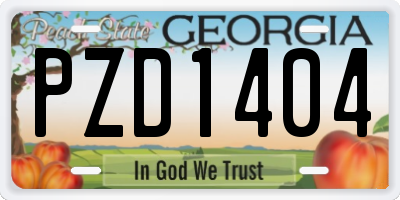 GA license plate PZD1404