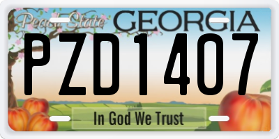 GA license plate PZD1407