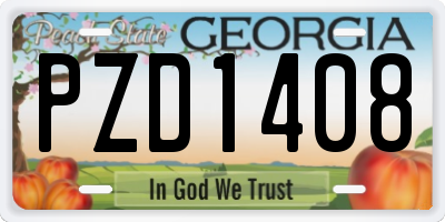 GA license plate PZD1408