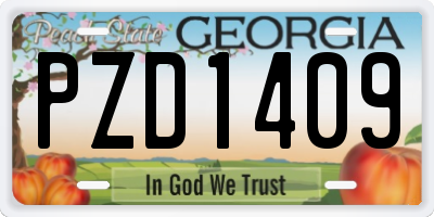 GA license plate PZD1409