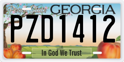 GA license plate PZD1412