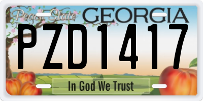 GA license plate PZD1417