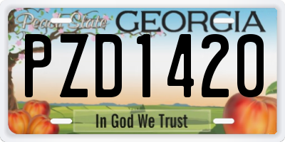 GA license plate PZD1420