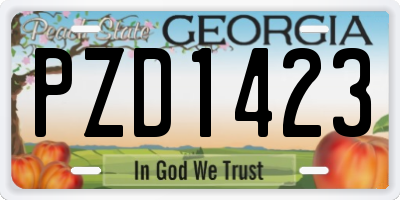 GA license plate PZD1423